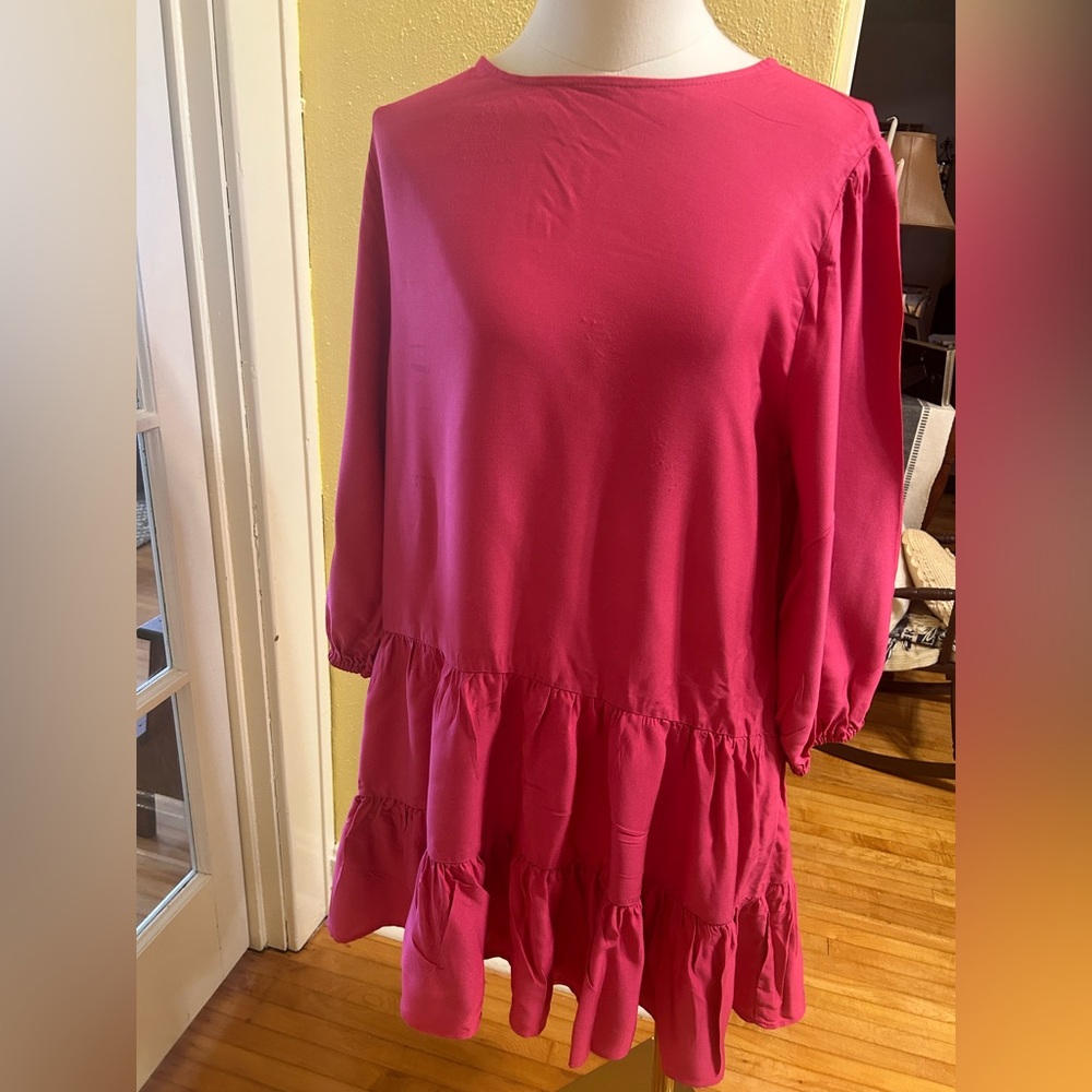 Shinestar Pink Ruffle Hem Dress
